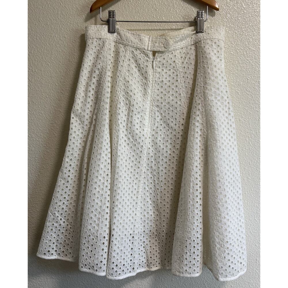 White Lace Eyelet A Line Skirt Prairie Preppy Cottage Festival Women’s Size 2 - Picture 2 of 8